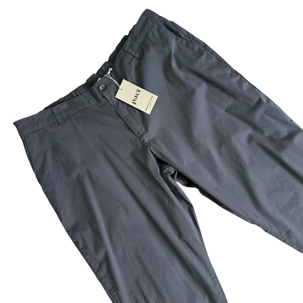 NWT PACT Chino Pants Stretch Organic Cotton Tapered Ankle Women XXL Gray Minimal - Picture 2 of 10
